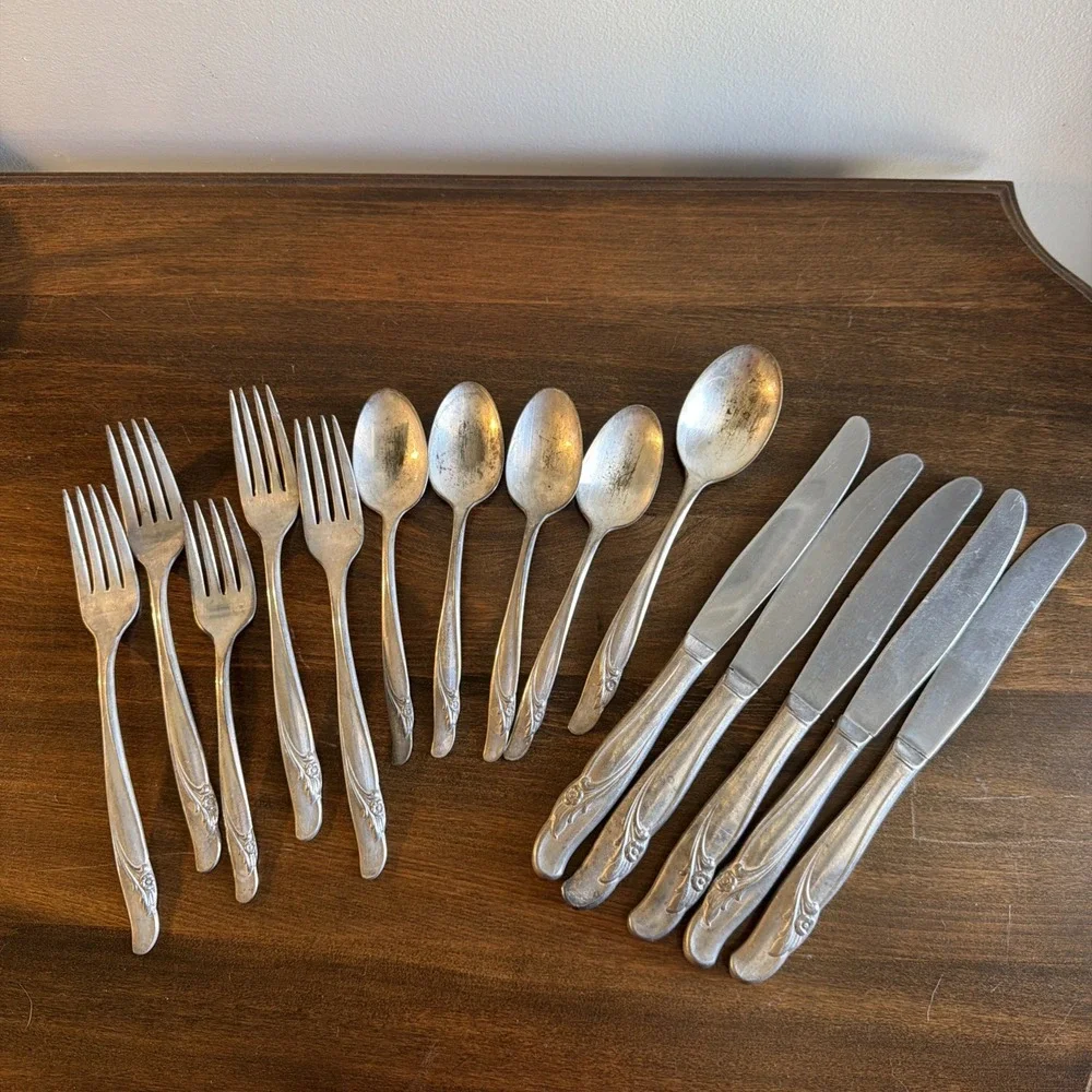 Lot of 15 Rogers Bros Reinforced Plate IS Silverplate Exquisite Pattern